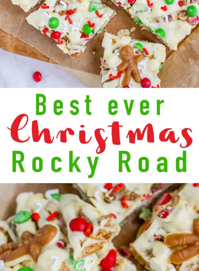 Christmas Rocky Road - The perfect festive sweet or dessert for Christmas. Make this no bake treat in December for parties or homemade gifts for friends and family.