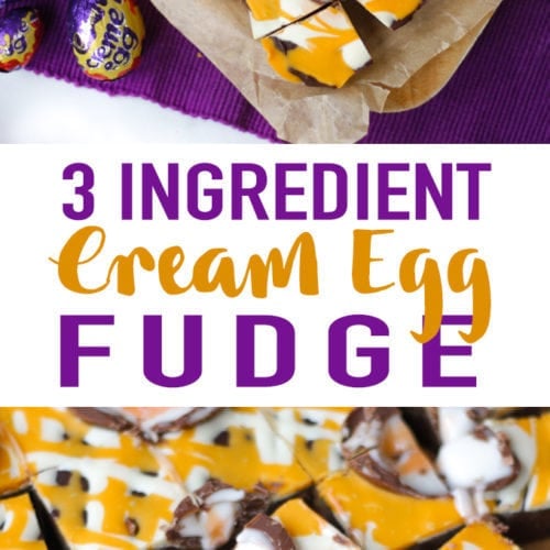 Learn how to make Creme Egg fudge with this super simple and easy recipe. This slow cooker fudge recipe uses your crock pot for simple and delicious fudge every time. Just 3 ingredients! No boiling of sugar, it uses condensed milk and chocolate instead. Such a delicious treat as an Easter sweet or dessert.