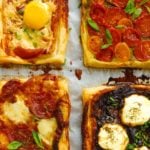 Easy tarts with ready made pastry, goats cheese and tomatoes