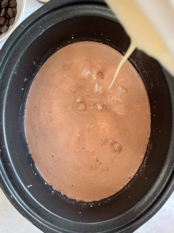 Step 2 of the recipe for Slow Cooker Hot Chocolate.