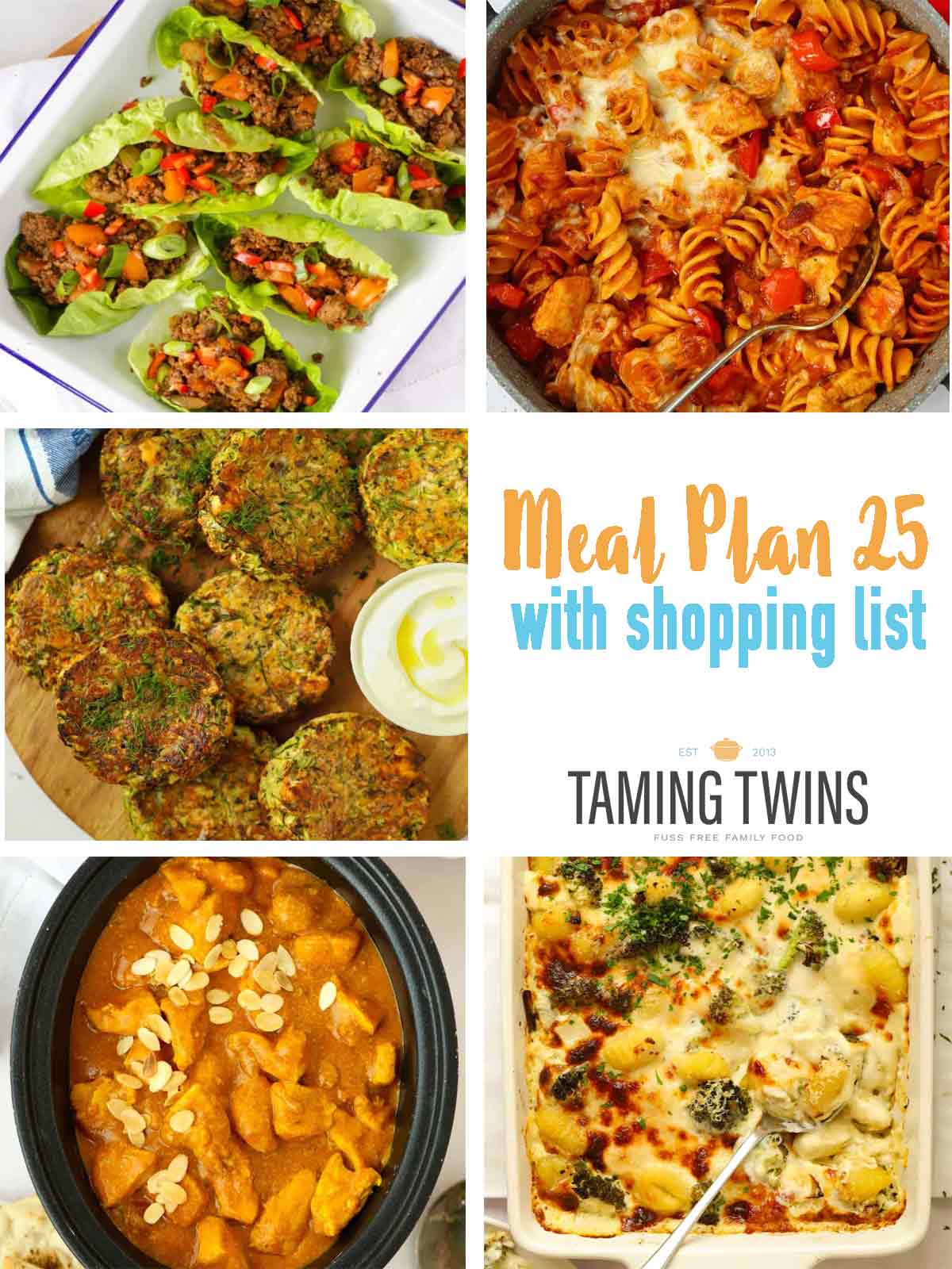 Collage of 5 recipes for meal plan 25